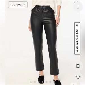 Jcrew Black Faux Leather Pants Size 34T